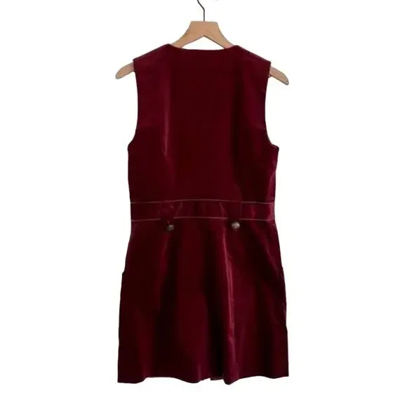 NWT Veronica Beard Orial Burgundy Red Corduroy Zip Front Mini Dress Size 8
